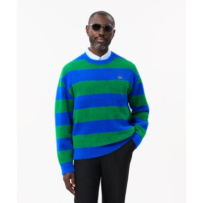 ラコステ LACOSTE ボーダーシャギーニットセーター（青色） トップス-ニット・セーター-メンズファッション