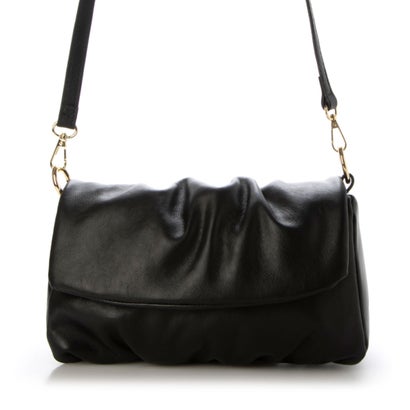 【MADE IN ITALY】オウレンティ AULENTTI レザーフラップショルダーバッグ （ブラック）