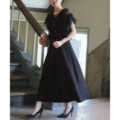 ルイルエブティック RUIRUE BOUTIQUE オケージョンドレス 結婚式 ｜ フリルチュールシアーTOPS＆タックフレア ドレス セット ｜ パーティードレス ワンピース フォーマル オケージョン お呼ばれ