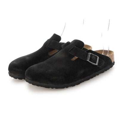 ビルケンシュトック BIRKENSTOCK レディース Boston LEVE ボストン スエード サンダル コンフォート 細身シルエット幅 （ブラック×ブラック）