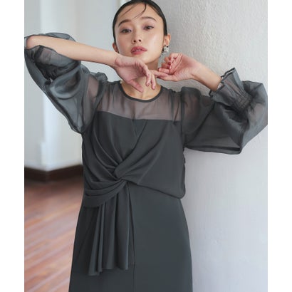 ルイルエブティック RUIRUE BOUTIQUE 3wayドレープリボンシフォンタイトワンピースドレス （濃灰色）