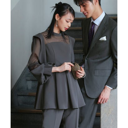 ルイルエブティック RUIRUE BOUTIQUE オケージョンドレス 結婚式 ｜ スリットスリーブペプラムトップス＆ テーパードパンツ セットアップ ｜ パーティードレス ワンピース ドレス フォーマル