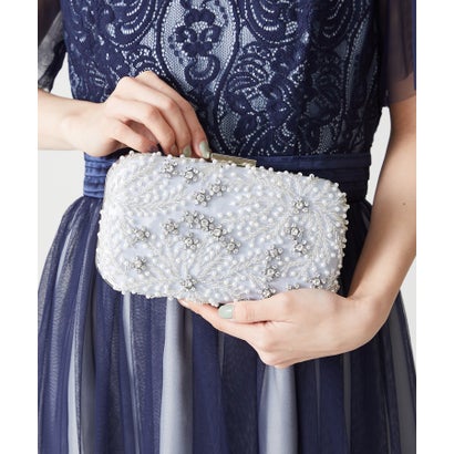 ミッシュマッシュ MISCH MASCH ビーズ刺繍ボックスクラッチバッグ/MOB008 （GRAY）