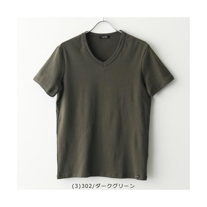 トムジェラルド・r・フォード TOM FORD TOM FORD プルオーバー T4M09 104 Vのど首 半袖 綿織物 （(3)302/うす暗い緑であること）