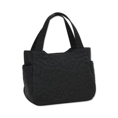 マリークワント MARY QUANT デイジーランダムキルト トート （黒いこと）