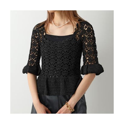 ガニー GANNI GANNI 編み物 トップス TOP K1824 2605 クロシェ ペプラム （99/Black/黒いこと）