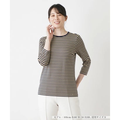 レリアン Leilian ボーダーカットソー （ネイビー）