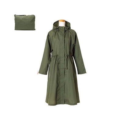 ビコーズ because because レインコート ビコーズ モッズ ロング丈 撥水 収納袋付き 雨具 モッズギャザーコート Mods Gather Coat Bー730027 （カーキ）