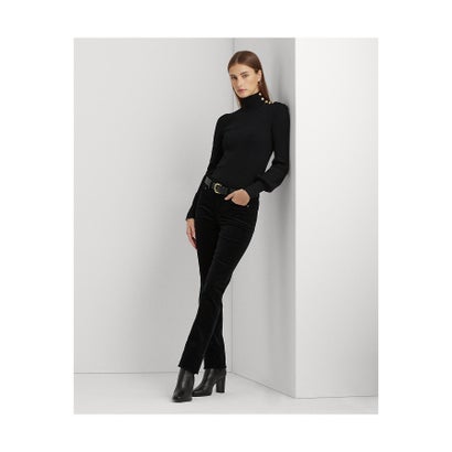 ローレン ラルフ ローレン LAUREN RALPH LAUREN ストレッチ コーデュロイ ミッドライズ ストレート パンツ (001ブラック)|LOCOMALL(ロコンド公式ストア)