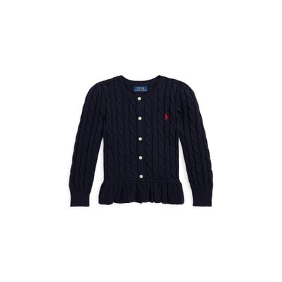 ポロ ラルフ 置き目レン POLO RALPH LAUREN (ガールズ 2才～6才)有線テレビ編み物 綿織物 ペプラム ジレー （410米国海軍）