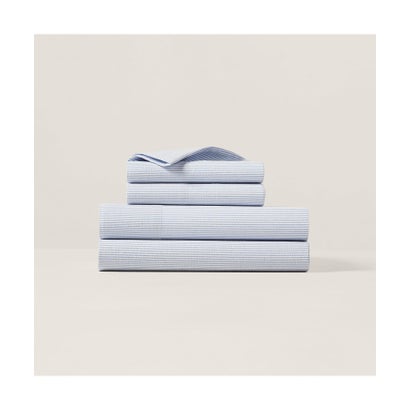ラルフ ローレン ホーム RALPH LAUREN HOME シアサッカー ストライプ フラットシーツ/シングルサイズ （400ブルー）