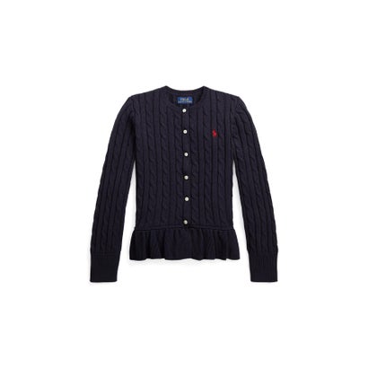 ポロ ラルフ 置き目レン POLO RALPH LAUREN (ガールズ 7才～16才)有線テレビ編み物 綿織物 ペプラム ジレー （410米国海軍）