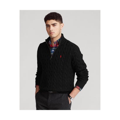 ポロ ラルフ ローレン POLO RALPH LAUREN ケーブルニット コットン クォータージップ セーター （001ブラック）