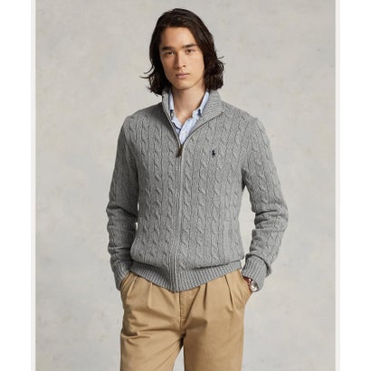 ポロ ラルフ ローレン POLO RALPH LAUREN ケーブルニット コットン フルジップ セーター （020グレー）