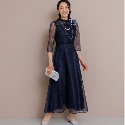 フォルムフォルマ form forma 【formforma別注】《マザードレス》 リーフレースロングドレス/結婚式/パーティー/発表会 （ネイビー）
