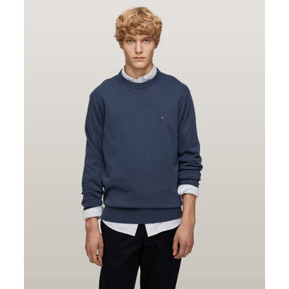トミー ヒルフィガー TOMMY HILFIGER コットンシルクブレンドクルーネックニット （ブルー）