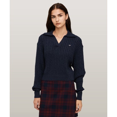 トミージーンズ TOMMY JEANS TJW CABLE RUGBY SWEATER （ネイビー）