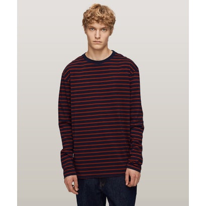 トミージーンズ TOMMY JEANS レギュラーブルトンストライプロングスリーブTシャツ （レッド）