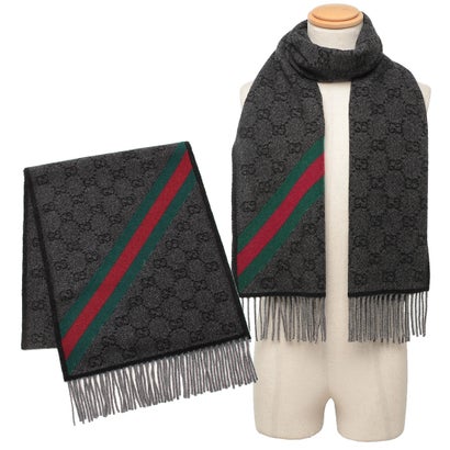 メンズにもお薦め【GUCCI】ビーバーFUR＆シルク裏地Ｇマーク一杯ストール美品 メンズにもお薦め【GUCCI】ビーバーFUR＆シルク裏地Gマーク一杯