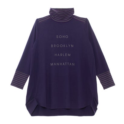 ブローディア BRODIAEA 起毛ボーダー切替ロゴチュニック (パープル)