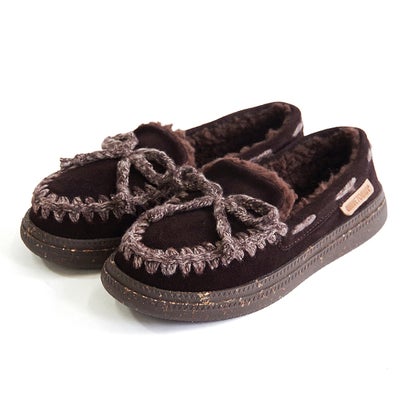 ミネトンカ MINNETONKA ニットステッチボアモカシン 24m08-dbr （DARK BROWN）