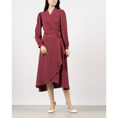 リナシメント RINASCIMENTO テーラードカラーカシュクールラッフルワンピース （Bordeaux Rosso）