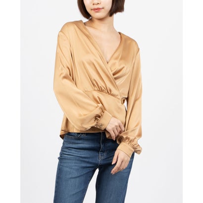 リナシメント RINASCIMENTO サテンカシュクールトップス （Cammello Beige）