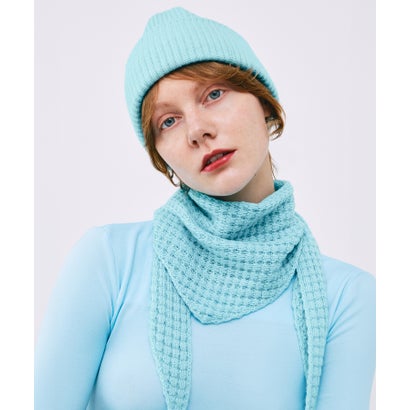 エレガンセーゼ elegancese 【elegancese】wool Cashmere waffle scarf （サックスブルー）