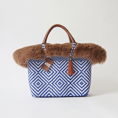 ウーヴン WOVEN fur-bkbag-nv-br （NAVY FUR FLAP COVER BROWN）