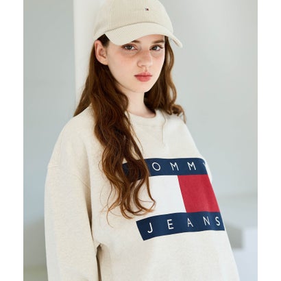 トミー ヒルフィガー TOMMY HILFIGER リラックスメランジフラッグトレーナー (ホワイト)