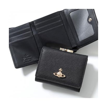 ヴィヴィアン 酉の方角材木 Vivienne Westwood Vivienne Westwood 三つ折り紙入れ SAFFIANO SMALL FRAME WALLET （N402/BLACK/黒いこと）