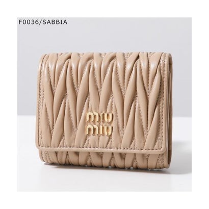 ミュウミュウ Miu Miu MIUMIU 三つ折り財布 MATELASSE マテラッセ 5MH033 2FPP （F098L/CARAMEL-ブラウン）