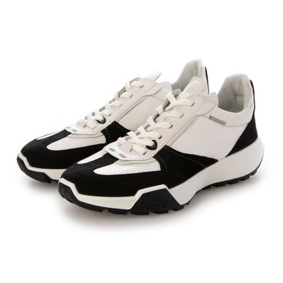 山びこ ECCO レトロスニーカー メンズ 本革 心地よいスニーカー （BLACK/WHITE/WHITE）