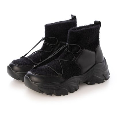 キスコ KISCO シャギーニットハイカットスニーカー （BLK）