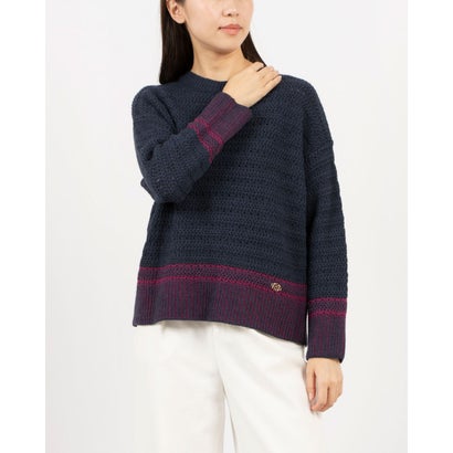 リナシメント RINASCIMENTO クロッシェバイカラーニットTOPS （var.Blu Navy）