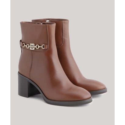 トミー ヒルフィガー TOMMY HILFIGER TH CHAIN LEATHER MID HEEL BOOT （赤銅色）