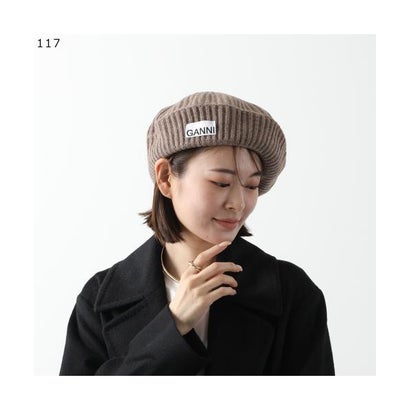 楽天市場】GANNI ガニー 帽子 ベレー帽 ロゴ リブ A4430 レディース