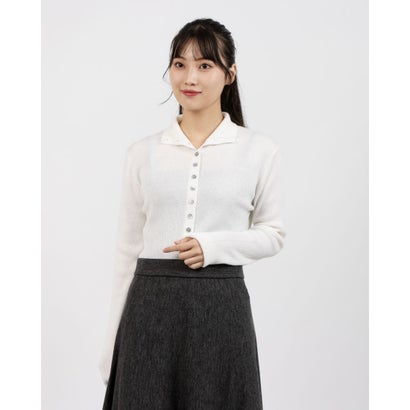 クラネ CLANE W FACE BUTTON KNIT TOPS （GREEN）