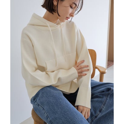 アンドミー andme フーディ 編み物 パーカー 長袖 トップス （象牙色）