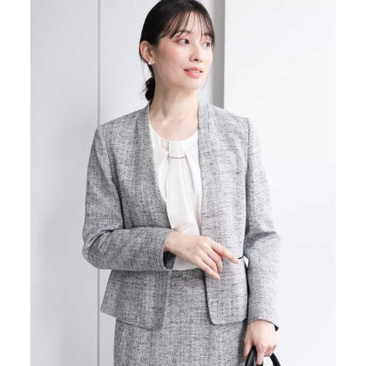 エムケー ミッシェルクラン MK MICHEL KLEIN カラーレスラメツイードジャケット/セットアップ相応う/洗える （薄墨色）