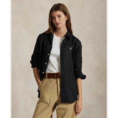 ポロ ラルフ 置き目レン POLO RALPH LAUREN 古典派音楽 填まる リネン プルオーバー （001黒いこと）
