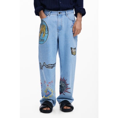 デシグアル Desigual 継ぎ切れ付き添い人ジーンズズボン下 （青色）