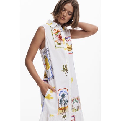 デシグアル Desigual ポストカードシャツドレス （ホワイト）