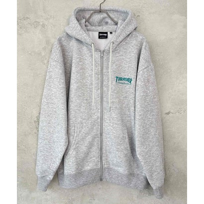 スラッシャー THRASHER 裏起毛フルジップフーディー （グレー）