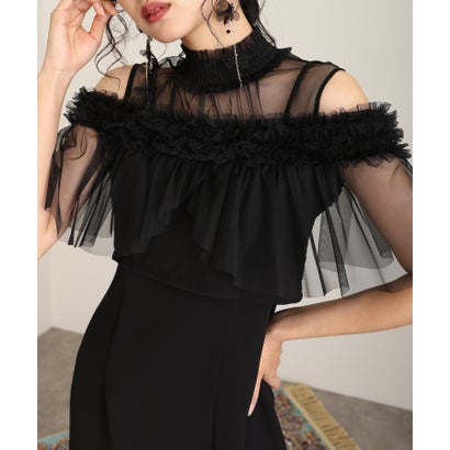 プールヴー PourVous 華燭の典パーティードレスビスチェミモレ丈\u0026ノースリーブセレモニーフォーマルオケージョンドレス同窓会 フォーマル 衣装 寄りあい御召しもの 20代 30代 40代 （ブラッ
