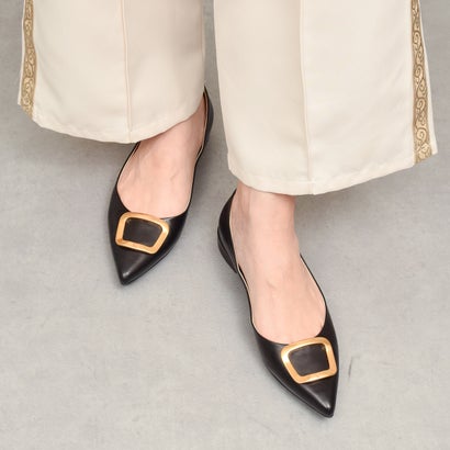 ファビオルスコーニ FABIO RUSCONI ローヒールバックルパンプス （黒いこと）