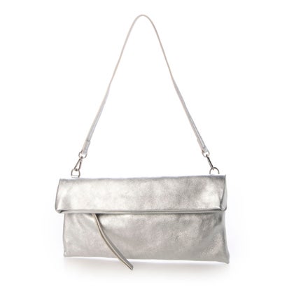 アンドレアカルドネ Andrea Cardone レザーワイドサコッシュ （シルバー） 9,889円