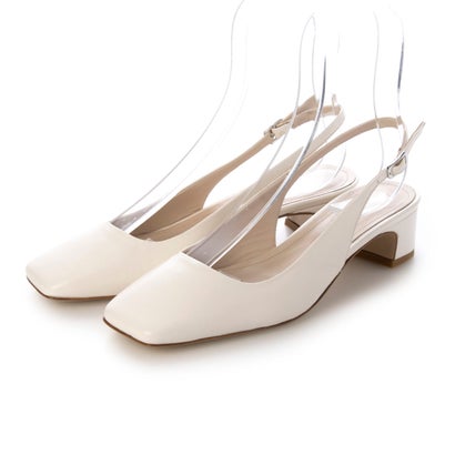 インターショシュール INTER-CHAUSSURES スクエアトウバックバンドパンプス （アイボリー）