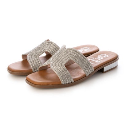 オー マイ サンダルズ Oh my Sandals ラインストーンローヒールサンダル (シルバー)