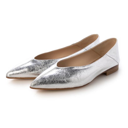 インターショシュール INTER-CHAUSSURES ポインテッドトウサケットバレエシューズ （シルバー）